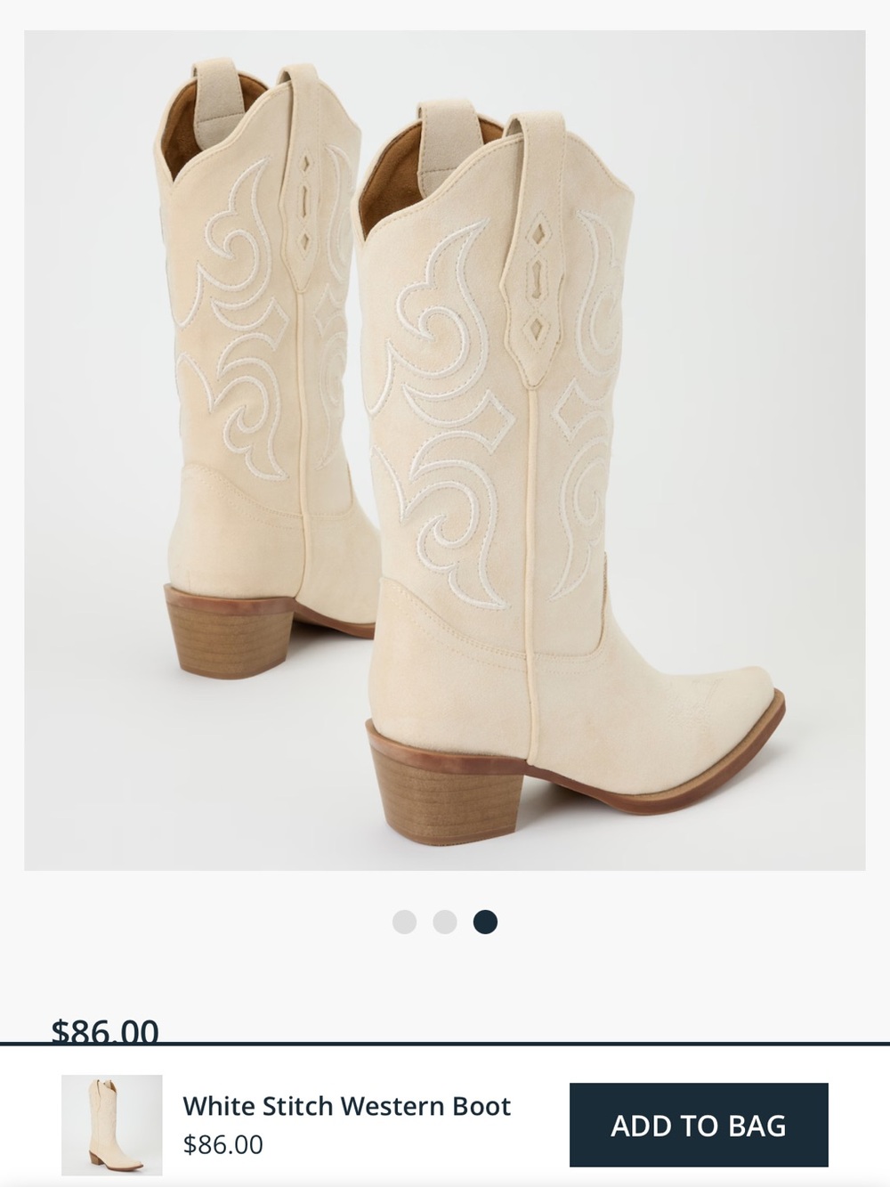 Dry Goods Cream Western Stitch Heeled Boots